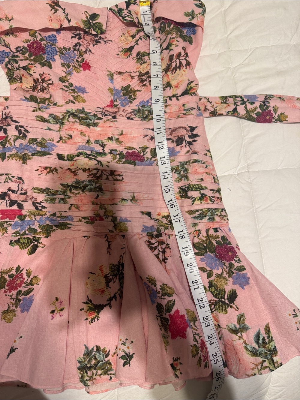 HEMANT & NANDITA Pink Floral Strapless Belted Mini Dress - Picture 7 of 8